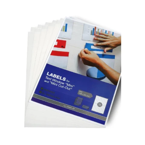 Labels for text windows, A4 sheets